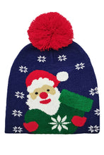 Snowy Day Santa Christmas Holiday Pom Beanie