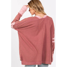 Mineral Wash Stripe Long Sleeve Sage + Fig Top: Mulberry