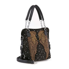 Stunning Rhinestone Wing Design Shoulder Bag: Gold