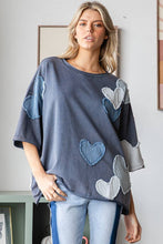 Washed Heart Mix Oli&Hali Tee: Navy