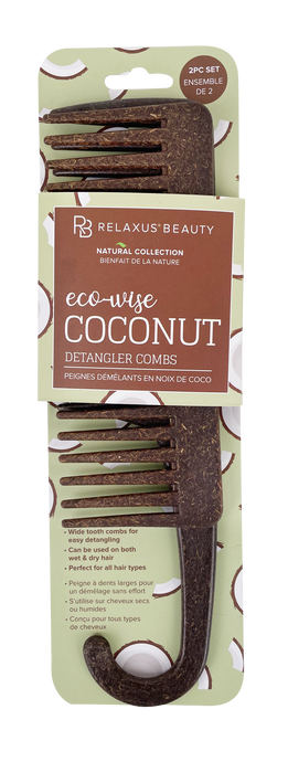 Eco Wise Coconut Detangler Combs (2-Piece Set)