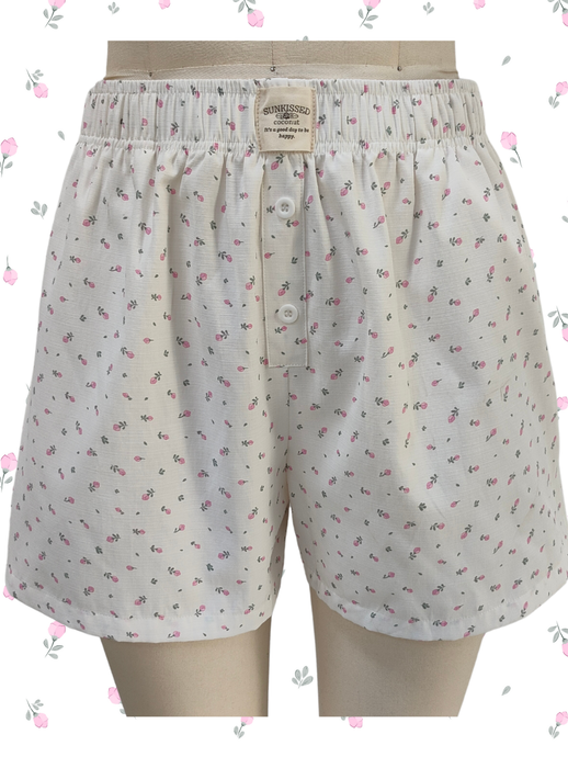 Roses Boxer Sunkissed Coconut Shorts: Pink Roses