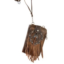 Western Fringe Women's Crossbody Phone Wallet: Black