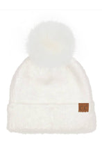 C.C Plush Terry Chenille Pom Beanie Winter Hat: Ivory