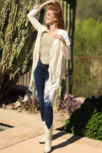 Cream Faux Suede Fringe Jacket