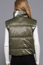 High Neck Zip Up Vest: Olive