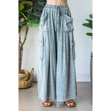 Oli Hali Slate WASHED 3D POCKET SLOUCHY WIDE LEG PANTS