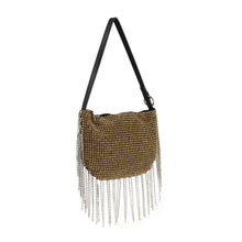 Beaded Fringe Rhinestone Shoulder Bag: Silver