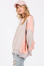 Grey Peach Color Block Sage + Fig Pullover