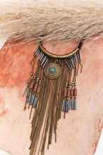 Antique Gold Turquoise Fringe Necklace