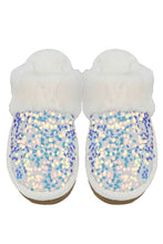 C.C Sequin Cuff Winter Slippers: White ML