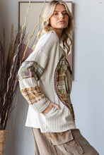 Washed Plaid Mix Flower Patch Long Sleeve Oli & Hali Tee: Creme