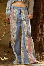 Patchwork relaxed woven denim POL pants: Denim