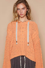 Oversize fit v-neck hooded cable knit chenille POL sweater: Real Carrot