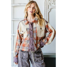 Plaid Button Front Oli&Hali Shirt: Rust