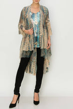 Taupe Turquoise All Lace Sheer Cardigan