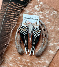 Checked Out Fringe Earrings | Brown