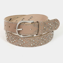 Rhinestone Metallic Studded Belt: White