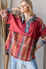 Solid & Plaid Mixed Oli&Hali Shirt: Berry