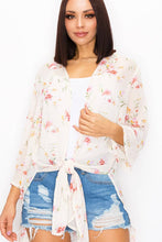 Ivory Combo Floral Side Slit Cardigan