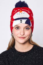 Let It Snow Christmas Theme Holiday Pom Beanie: Navy