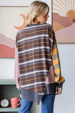 Washed Oversized Strip Oli&Hali Top: Mocha