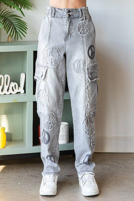 Light Grey Washed Peace Oli&Hali Pants