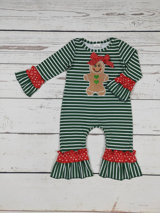 Baby Gingerbread Applique Christmas Romper