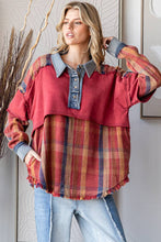 Solid & Plaid Mixed Oli&Hali Shirt: Berry