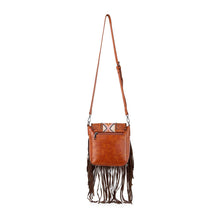 Western Tooled Design Shoulder Bag: Brown