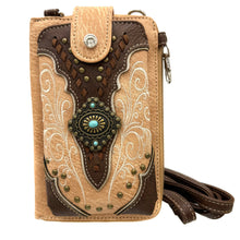 Western Crossbody Phone Wallet Purse: Brown