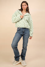 Oversized Fuzzy Fur Textured Knit Hoodie Jacket: Sage