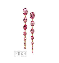 Oval rhinestone drop earring: Pink