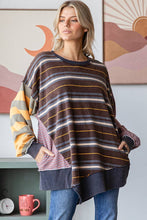 Washed Oversized Strip Oli&Hali Top: Mocha