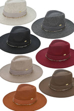 C.C Link Chain and Pleated Wide Band Felt Hat Panama Hat: Heather Charcoal