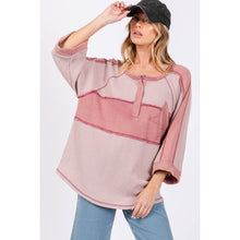 Waffle Knit Star Applique Patch Sage + FIg Top: Mauve