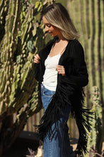 Black Faux Suede Fringe Jacket