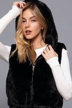 Hoodie Faux Fur Vest: Black