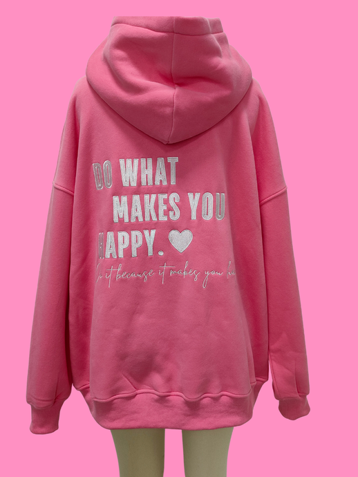 SUNKISSED Coconut Do What Makes You Happy Hoodie: Hibiscus Pink