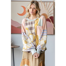 Daisy Patchwork Oversize Long Sleeve Pullover Oli&Hali Top: Pink Combo