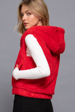 Hoodie Faux Fur Vest: Red