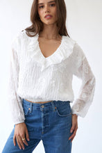 Flower Applique Long Sleeve Sage + Fig Blouse: Off White