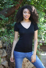 Black V Neck Tee