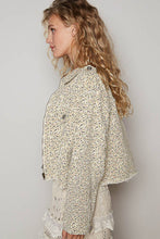 Camo print crochet patches front zipper POL jacket: Cream Multi