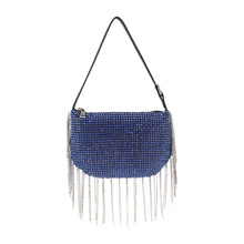 Beaded Fringe Rhinestone Shoulder Bag: Silver