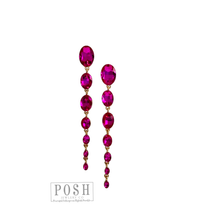 Oval rhinestone drop earring: Pink