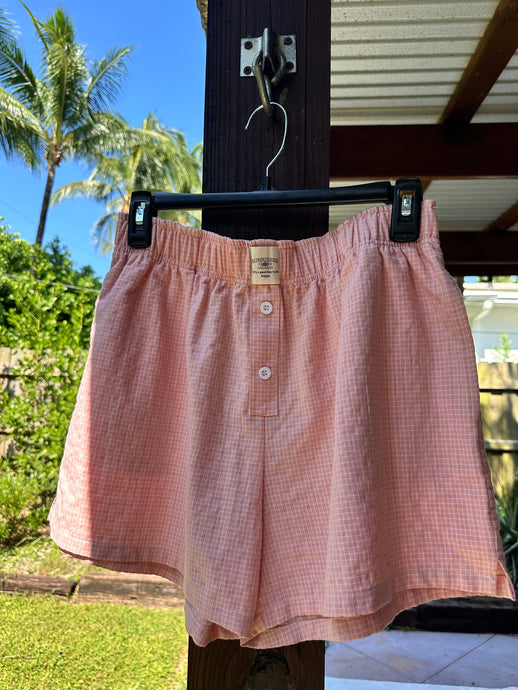 Sunkissed Coconut Everyday Boxer Shorts: Coral Gingham