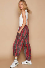 Vintage washed stripe jogger pants: Choco Red Multi