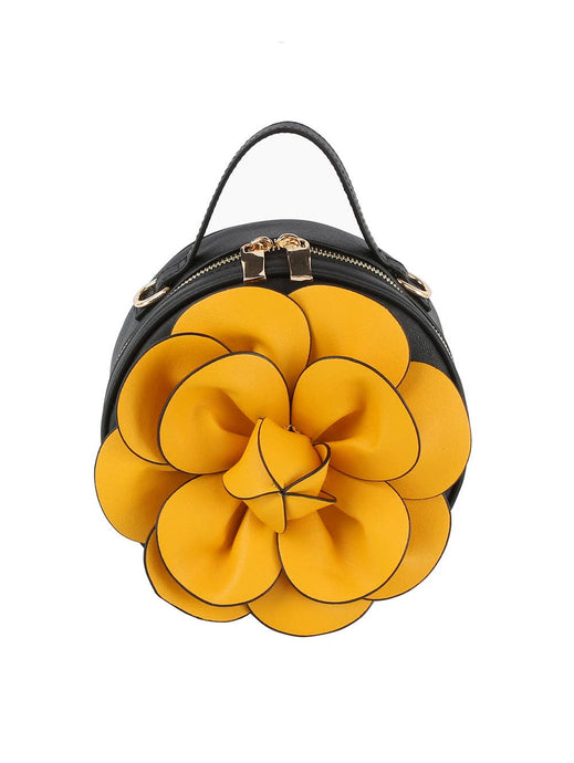 Raised Flower Petite Handbag: Yellow