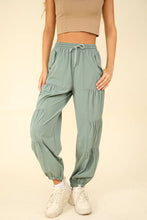 Sage Shirring Detail Active Jogger Pants